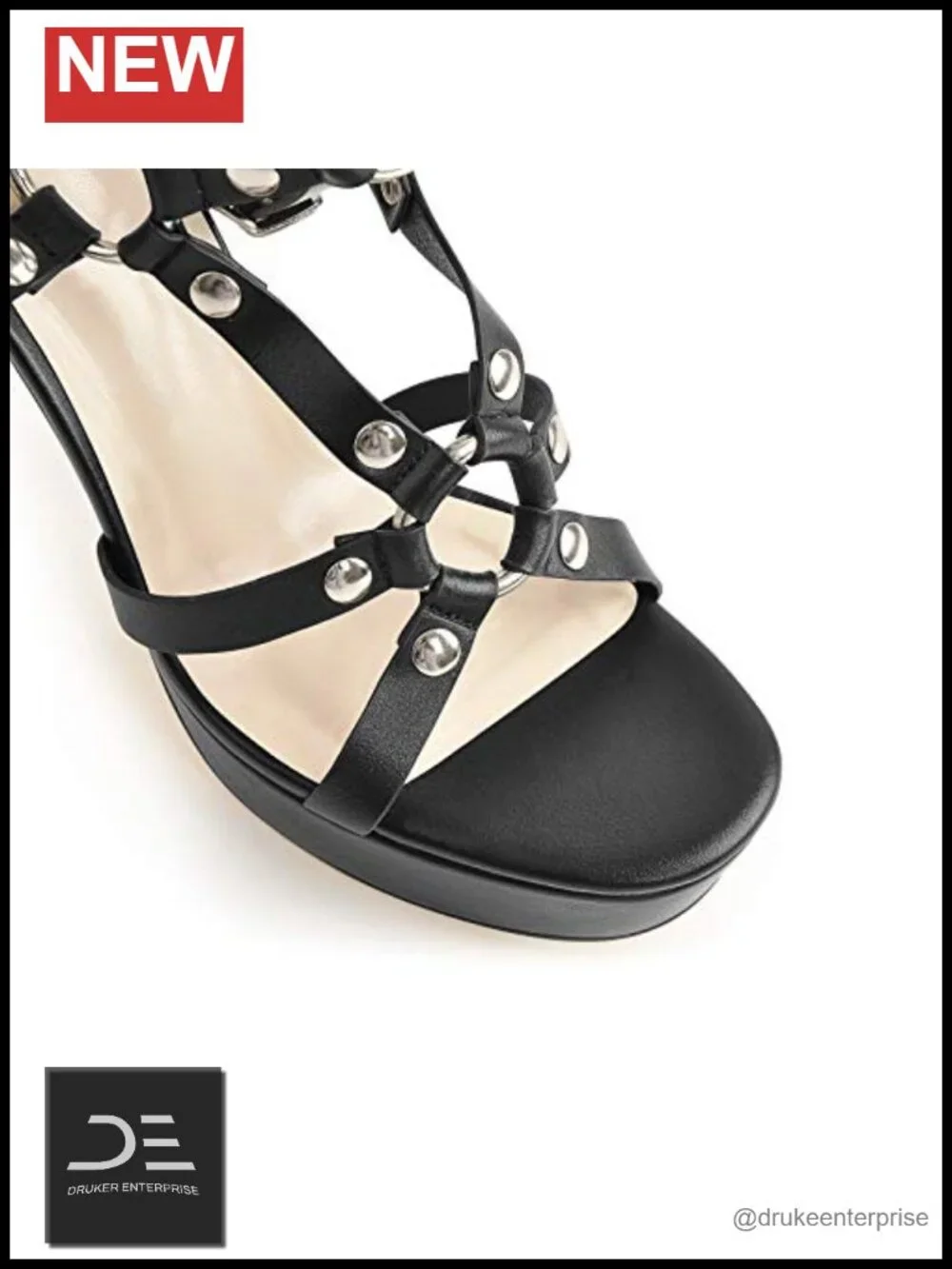Women's Stiletto Heel Platform Sandals with Grommets & Ankle Buckle - Party